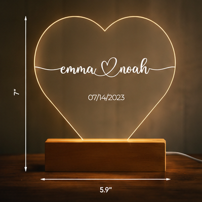 Personalized Heart Night Light