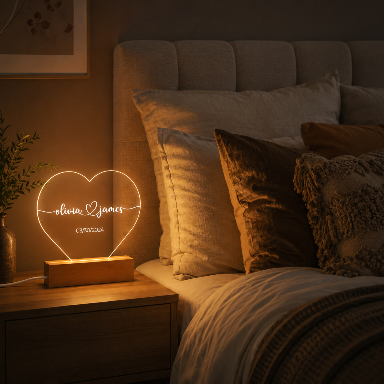 Personalized Heart Night Light